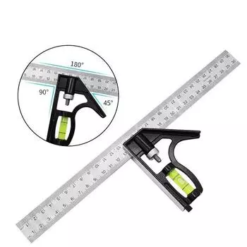 300mm Stainless Steel Angle Combination Square Ruler Horizontal Movable Carpenter Woodworking 45 Degree Right Level Moving