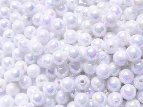 300pcs Aurora Color Ball Beads Illusion White 8mm Crafts Handicraft Supplies Jewelry Accessories Parts Huey Handicraft Materials Huey h2166s44 Hole