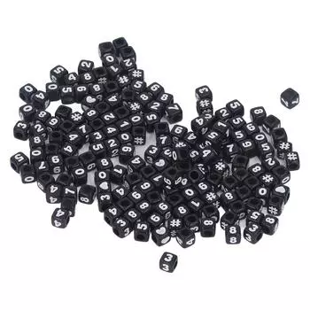 300pcs Number Beads Black Cube Acrylic Number Beads for DIY Jewelry Making Bracelets Necklaces Key
