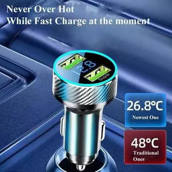 300W 2 In 1 USB Car Charger Adapter Super Fast Charge With Voltage Monitor For IPhone Oneplus OPPO VIVO N2Z4