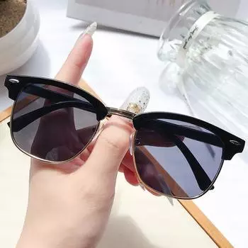 3016 Classic Sunglasses, Retro Rice Nail Half-Frame Sunglasses, Trendy Men S Driver Glasses