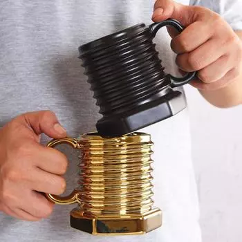 301-400ml New Screw Shape Ceramic Coffee Mugs Porcelain Gift Mug Breakfast Milk Water Drinking Cup for Home Office Christmas Cup