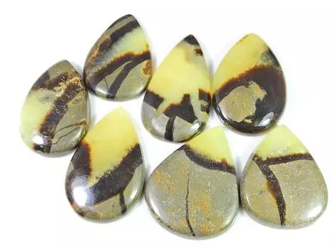 301Cts. Натуральный черный септарин микс кабачон россыпью драгоценный камень 07 шт. лот 34-41 мм RQ-1273