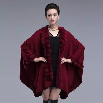 3038 #меховая шаль-плащ, шаль большого размера, вязаная шаль-жакет для женщин one size fits all фиолетовый