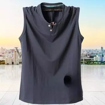 3039 Спортивный жилет без рукавов большого размера - мужская эластичная футболка с вырезами на плечах XL синий