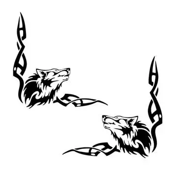 30496 #2 шт., наклейка с воющим волком на автомобиль, виниловая наклейка, водонепроницаемые декоративные наклейки для автомобиля 20x20cm белый