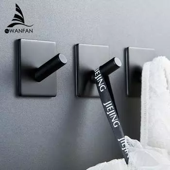 304 Black Robe Hook Wall Hook Towel Hook for Bathroom Stainless Steel Coat Hook Rustproof Hook Hanger for Kitchen Hardware 81130