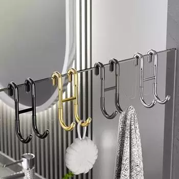 304 Крючок из нержавеющей стали для задней стеклянной двери, подвесной двойной крючок для ванной комнаты, металлический антипригарный двухсторонний S-образный крючок для одежды