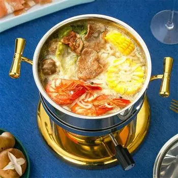 304 небольшой горшок для жарки в духовке Shabu из нержавеющей стали, горшок для жарки в спиртовой печи, одинарный горшок, аэрируемый газовый сердечник, отдельные горшки