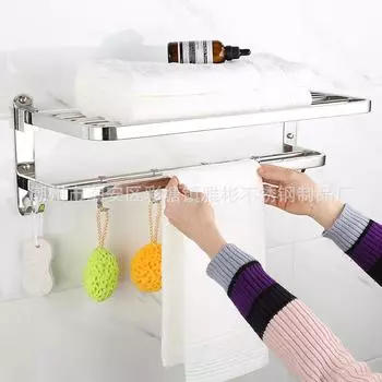 304 нержавеющая сталь 2-уровневая настенная складная передвижная вешалка для полотенец для ванной комнаты подвесная вешалка для туалета держатель для поручня полка для хранения 60cm