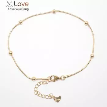 304 Нержавеющая сталь Браслет для женщин Золотой цвет Круглая цепь Браслеты на ногу Ювелирные изделия для женщин Аксессуары, 1 шт.