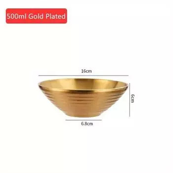 304 Нержавеющая сталь Чаша для рамэна Чаша для риса, салата, лапши, супа Золотая домашняя ресторанная тарелка для сервировки еды Большая миска для маринованной капусты 500ml