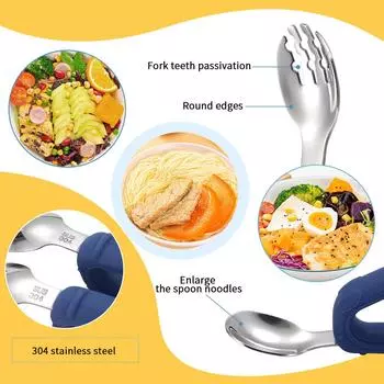 304 Нержавеющая сталь Детская ложка-вилка Обучение еде Обучение детей 1-2 лет, как есть Детские палочки для еды Набор дополнительных вилок для еды