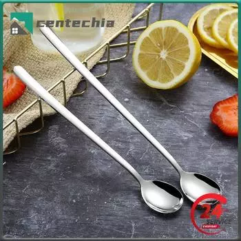 304 Нержавеющая сталь Длинная ручка Ложка для смешивания Кофе Мороженое Десерт Чай Ложка Столовые приборы Для Кухни Бар Кухонные Принадлежности