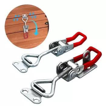 304 нержавеющая сталь дверной болт типа быстрозажимной замок пряжка регулируемый зажим дверной зажим болт Buc J5K6 Red-4001