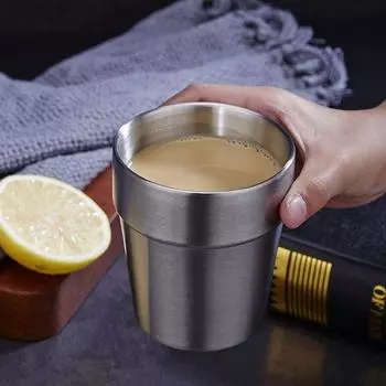 304 нержавеющая сталь Двойные стенки сохраняют холод пива кружка для кофе дорожная кружка не ожоги не падают чашки для воды чай вино молоко посуда 175ML