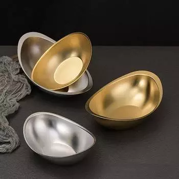 304 Нержавеющая сталь Ingot Bowl Салатница Коммерческая Десертница, Чаша для Закусок Барбекю Ресторан Столовые приборы