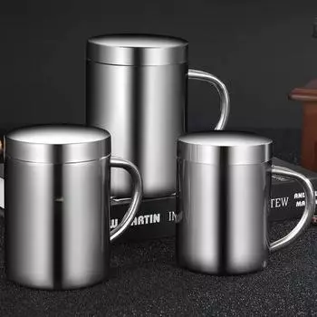 304 нержавеющая сталь кружка чашка двухслойная антиожоговая термос чашка с губой кофе чай молоко пиво вода бутылка для офиса дома использование 0.2-0.5L