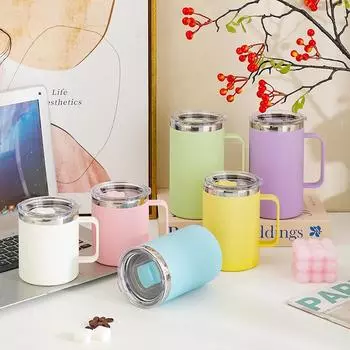 304 Нержавеющая сталь кружка для кофе 650 мл двухслойная антиожоговая изолированная бутылка для воды с крышкой чашка для молока чашка для чая с ручкой 650ml фиолетовый