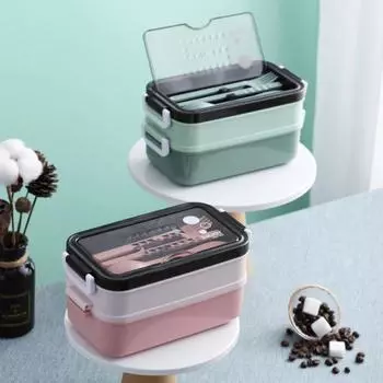304 нержавеющая сталь ланч-бокс Bento Box для студентов офис 2 слоя микроволновая печь нагревательный контейнер для ланча коробка для хранения еды