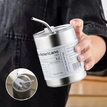 304 нержавеющая сталь ледяная американская чашка для хранения холодного кофе двойная вакуумная кружка домашняя двойная крышка для питья портативная термокружка As picture