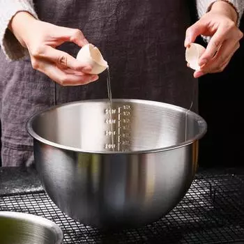 304 Нержавеющая сталь Миска для смешивания муки и яиц, загустевший суп, салатник, миска со шкалой, миски для выпечки, кухонные принадлежности