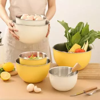 304 Нержавеющая сталь миска для смешивания салата с крышкой кухонная емкость для размешивания яиц и теста миски для хранения фруктов и овощей для выпечки и приготовления пищи