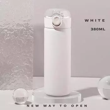 304 Нержавеющая сталь мода термос бутылка для воды с соломинкой простые прыгающие изолированные чашки портативные дорожные кофейные чашки подарки 380ml