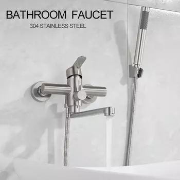 304 нержавеющая сталь настенный матовый черный ванная комната удлиненный длинный излив кран для ванны и душа ручной скрытый смеситель для душа