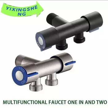 304 Нержавеющая сталь Одинарный Холодная вода 1 в 2 выхода Ванная комната Туалет Угловой клапан Стиральная машина Двойной выпускной водопроводный кран