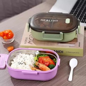 304 нержавеющая сталь отсек ланч-бокс для детей мультяшные животные портативный пищевой контейнер для пикника герметичный бенто-бокс с посудой