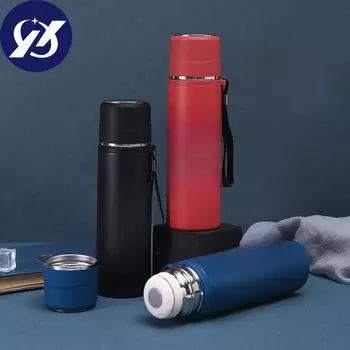 304 Нержавеющая сталь Пуля Стальная крышка Бытовая Открытая портативная ручка Автомобильная кружка-пуля 460ml красный