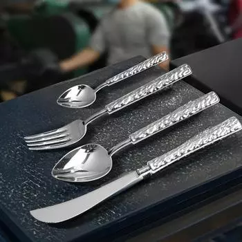 304 нержавеющая сталь рельефный камень креативный свет роскошный элитный ресторанный нож для стейка вилка гостиничная посуда набор десертная ложка серебряный