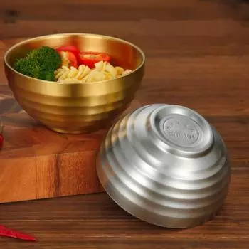 304 нержавеющая сталь резьбовая чаша для риса двухслойные изолированные миски для рамэна контейнер для еды домашняя посуда кухонные принадлежности
