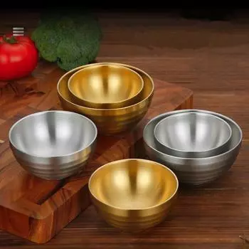 304 нержавеющая сталь резьбовая чаша для риса двухслойные изолированные миски для рамэна контейнер для еды домашняя посуда кухонные принадлежности