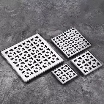 304 Нержавеющая сталь Слив для пола Матовый квадратный Антизапах Самоуплотняющийся Слив для душа в ванной Слив для пола для балкона Туалет