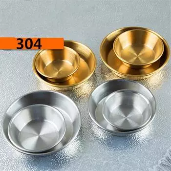 304 Нержавеющая сталь Тарелка для кимчи, миска, соус, золото, маленькая тарелка, подносы для хранения, тарелка, закуски, плоская коробка для приправ, столовая посуда 1 pcs