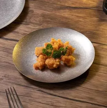 304 Нержавеющая сталь Винтажная десертная тарелка Индустриальный стиль Тарелки Маленький Диск Неглубокий Плоский Американская Обеденная Тарелка Для Стейка Торта