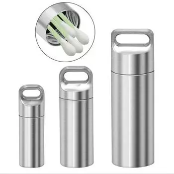 304 нержавеющая сталь водонепроницаемый мини герметичный контейнер для таблеток портативный герметичный контейнер для хранения небольших инструментов детали бутылка с брелком A слоновая кость