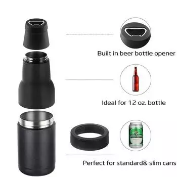 304 stainless steel 3-in-1 beer cola cooler cooler dual-purpose with bottle opener to keep warm and cold cup 12oz жёлтый