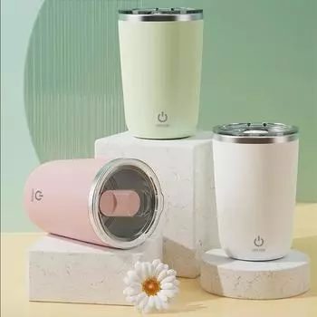 304 Stainless Steel Automatic Self-Stirring Mug Rechargeable Automatic Self Stirring Magnetic Mug Smart Mixer Water Bottle 350ml белый