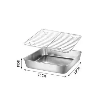 304 Stainless Steel Baking Pan Bakeware Tools Cooling Rack High Quality BBQ Tray Oven 15cm