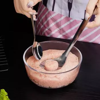 304 Stainless Steel Croquettes Meatball Spoon Leakage Hole Mold Maker Meat Press Tools Kitchen Accessories Cooking Utensils серебряный