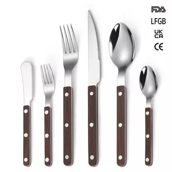 Набор столовых приборов из нержавеющей стали 304, нож в западном стиле, вилка, ложка, нож для стейка, бытовой легкий, роскошный, ретро, с ручкой-зажимом с тремя гвоздями чёрный