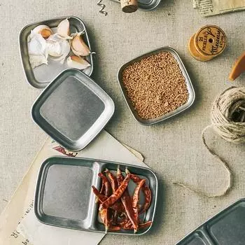 304 Stainless Steel Dividing Plate American Retro Frosted Hot Pot Dipping Seasoning Dish Small Household