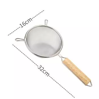 304 Stainless Steel Double Ear Colander Wooden Handle Skimming Spoon Juice Filter Fine Mesh Strainer Kitchen Accessories