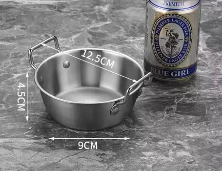 304 Stainless Steel Double Ear Snack Plate Gold and Silver Seasoning Sauce Dipping, Pickle Plate