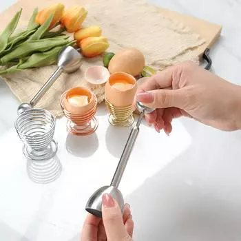 304 Stainless Steel Egg Shell Opener Practical Egg Scissors Boiled Raw Egg Topper Cutter Knocker Kitchen Gadget серебряный