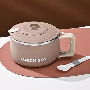 304 Stainless Steel Instant Noodle Bowl Round Lunch Box Durable Bento Box кофейный