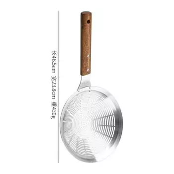 304 Stainless Steel Kitchen Large Colander Wooden Handle Strainer French Fries Filter Scoop Noodle Dumplings Sieve Skimmer